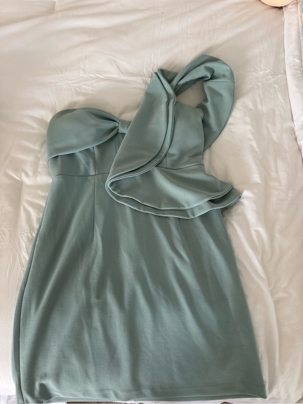 Hello Molly SHE'S DELIGHTFUL ONE SHOULDER MINI DRESS SAGE
